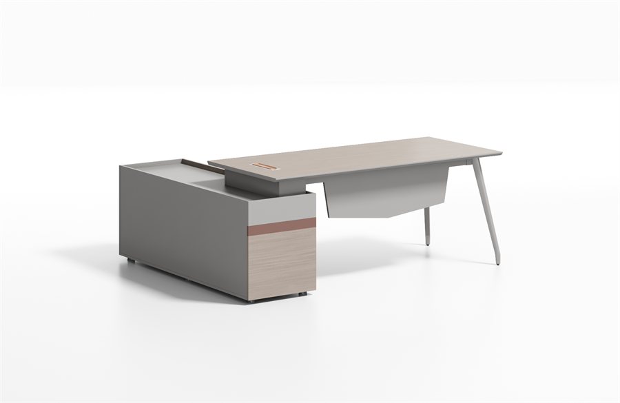 L-shaped desk with storage return