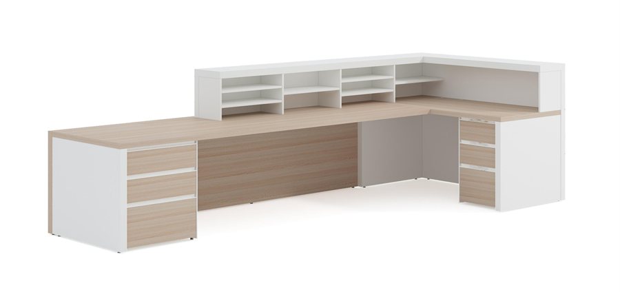 L-shaped reception desk