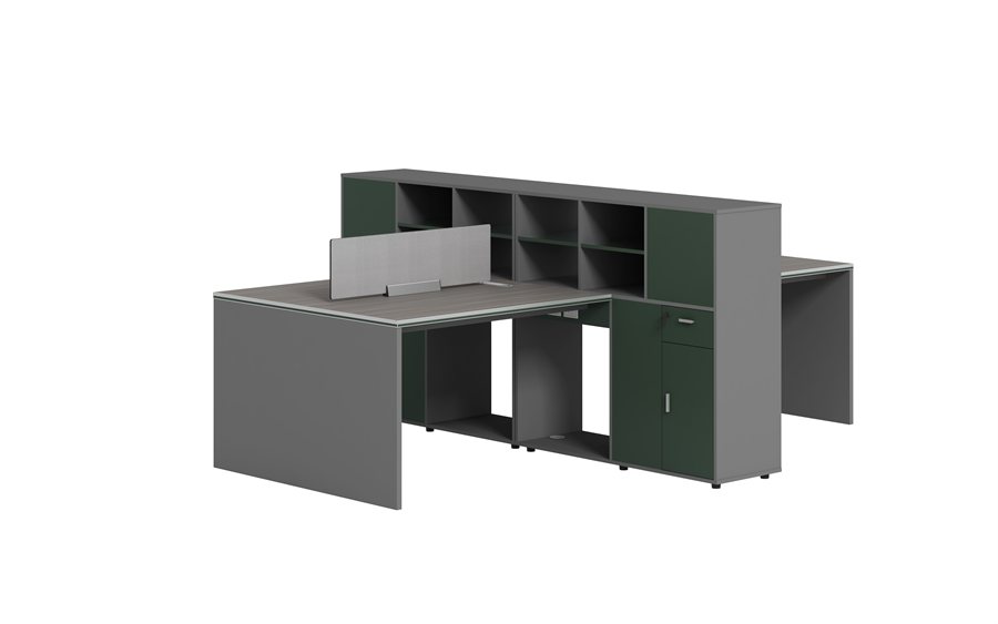 gray and green workstation cluster